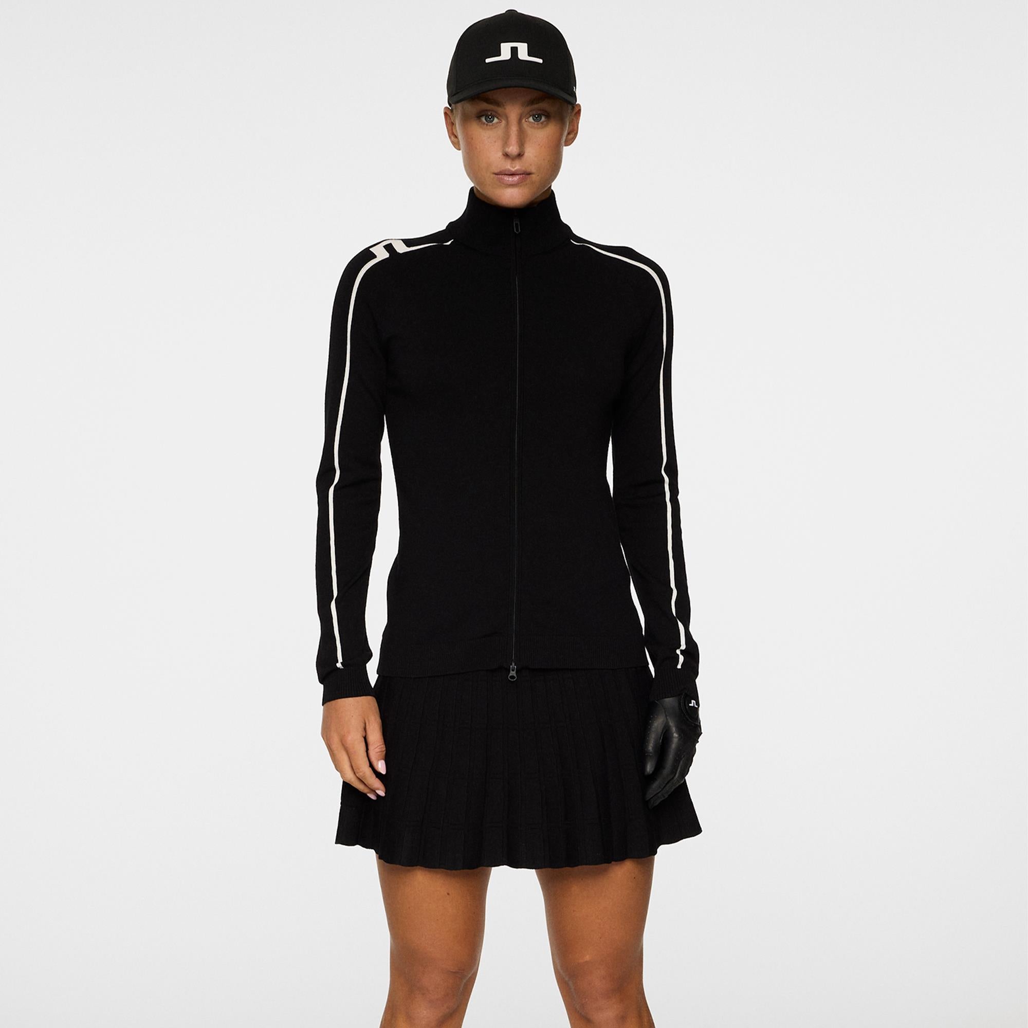 J Lindeberg Aubree Knitted Zip Ladies Golf Sweater Black